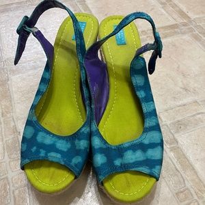 Calypso St. Barth - Wedge Sandals - 11 - Teal & Aqua